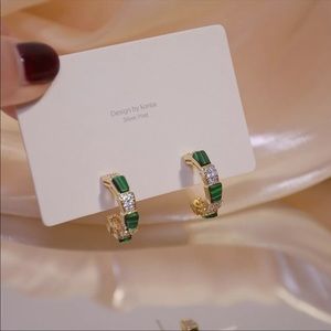 18 K gold plated green hoops